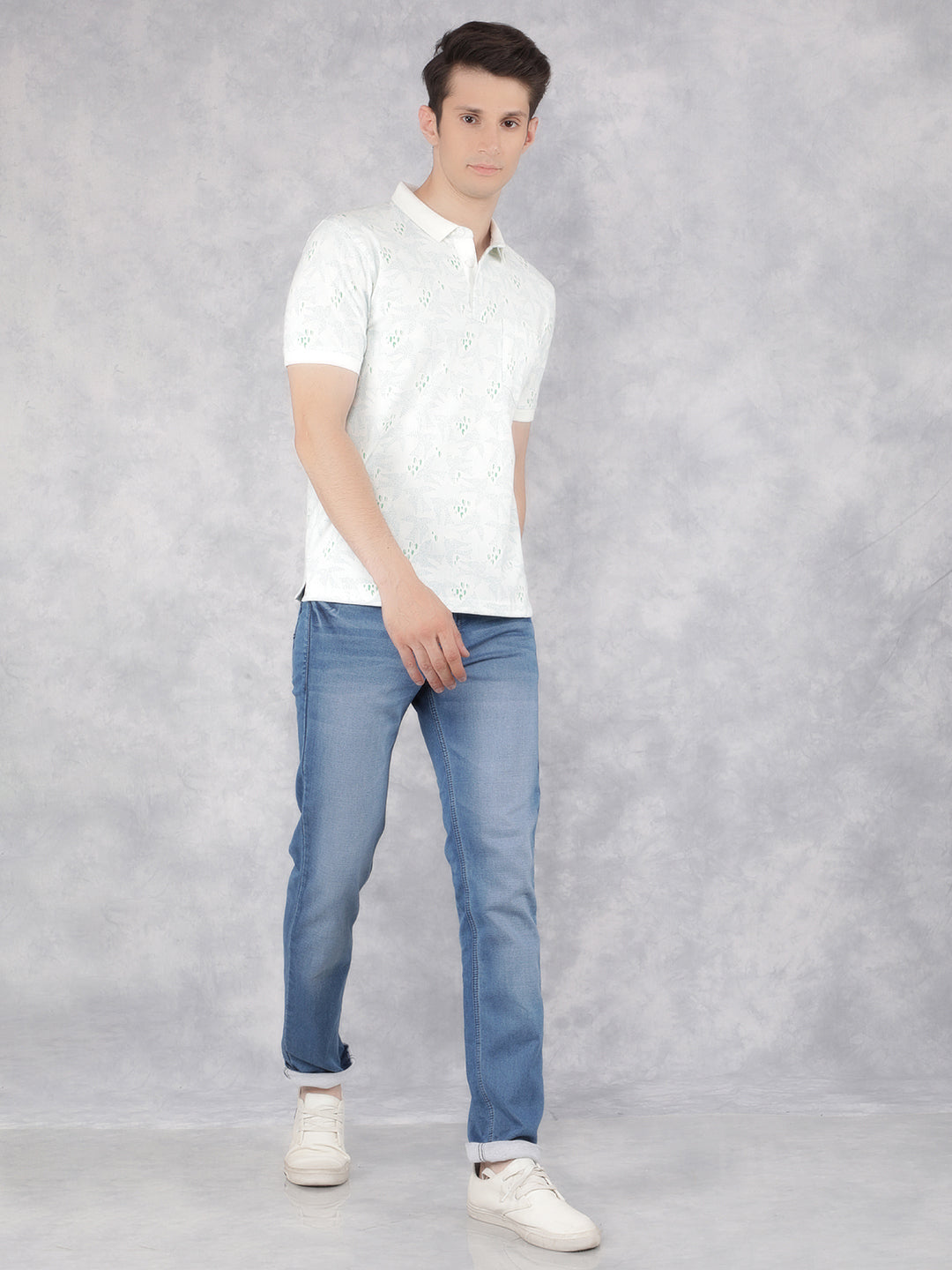 Green Printed Polo T-Shirt-Men T-Shirts-Crimsoune Club