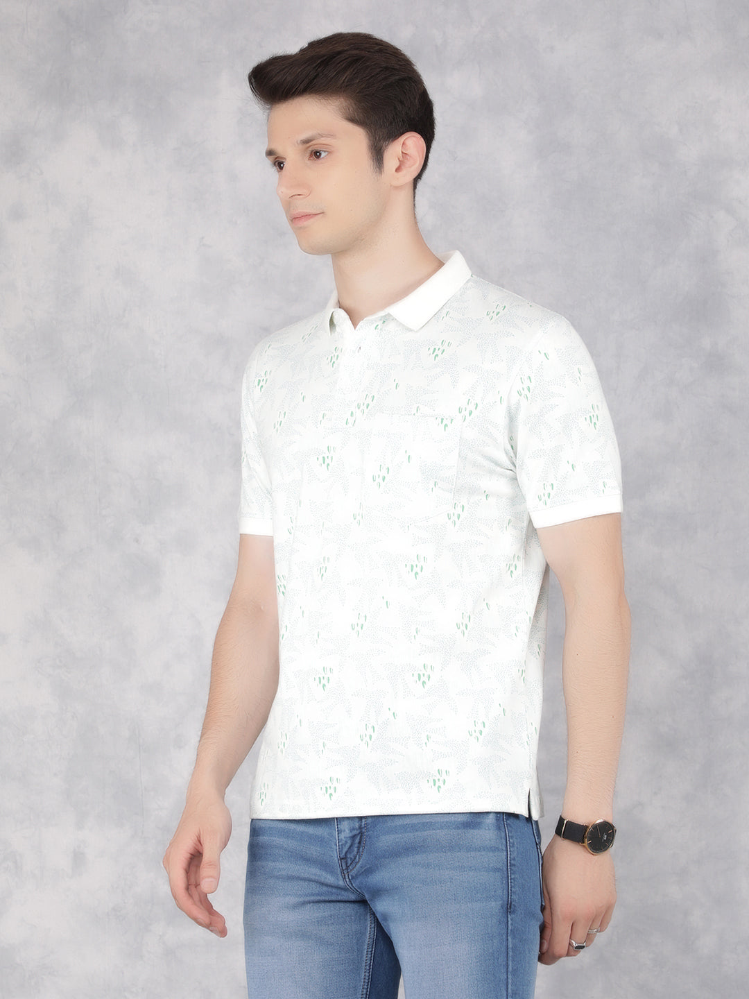 Green Printed Polo T-Shirt-Men T-Shirts-Crimsoune Club