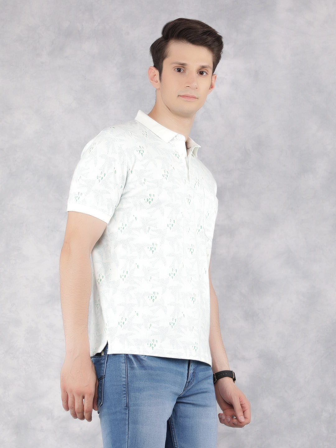 Green Printed Polo T-Shirt-Men T-Shirts-Crimsoune Club