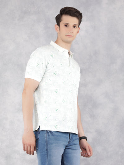Green Printed Polo T-Shirt-Men T-Shirts-Crimsoune Club