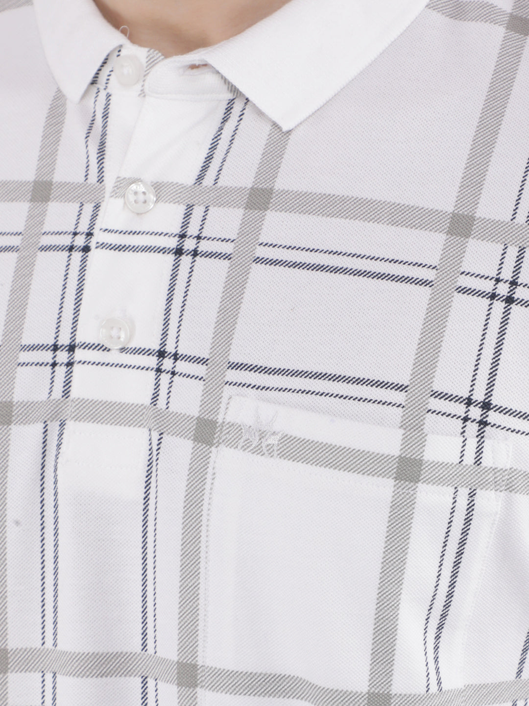 White Checked Check Polo T-Shirt-Men T-Shirts-Crimsoune Club