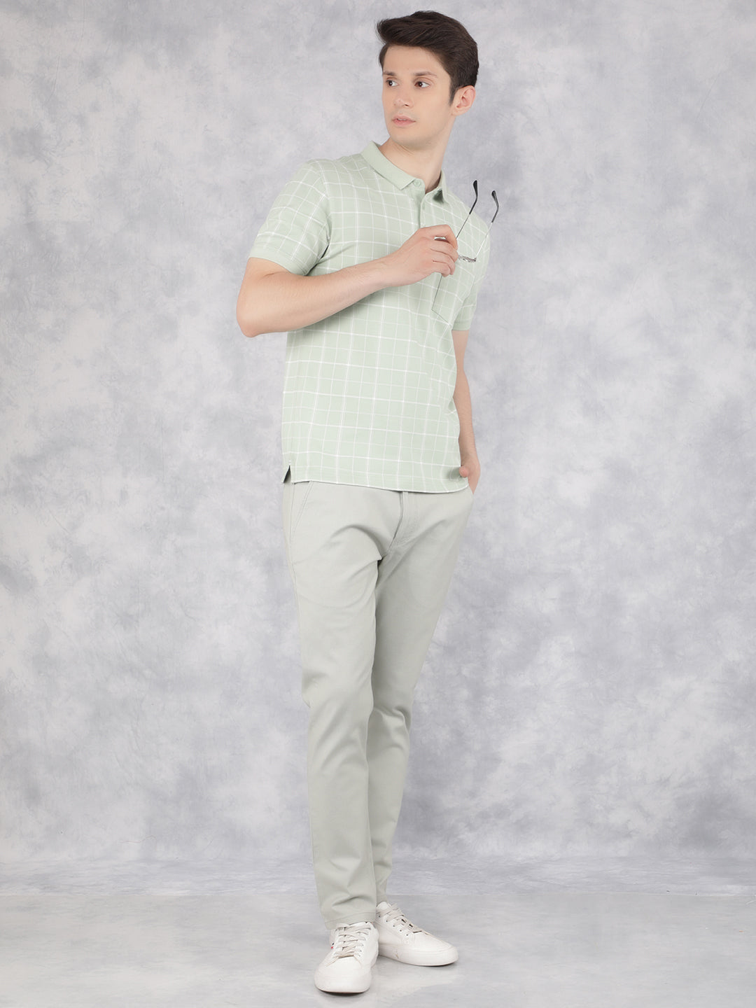 Green Checked Polo T-Shirt-Men T-Shirts-Crimsoune Club