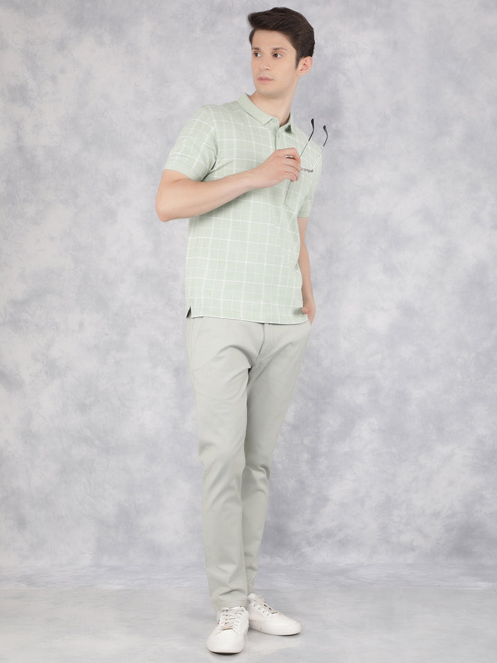 Green Checked Polo T-Shirt-Men T-Shirts-Crimsoune Club