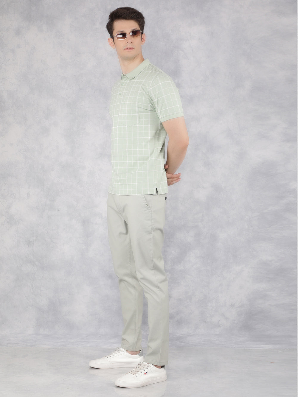 Green Checked Polo T-Shirt-Men T-Shirts-Crimsoune Club