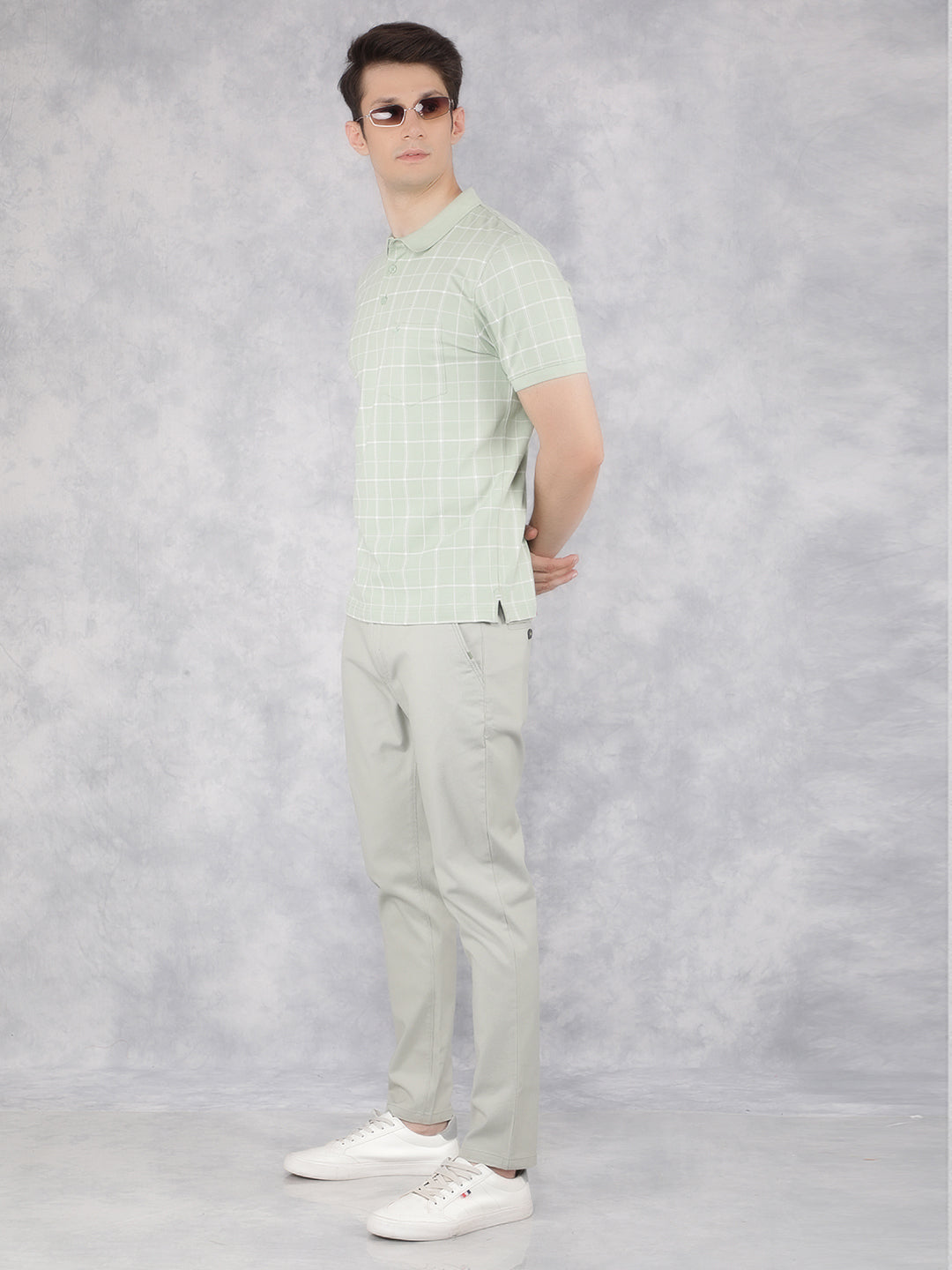 Green Checked Polo T-Shirt-Men T-Shirts-Crimsoune Club