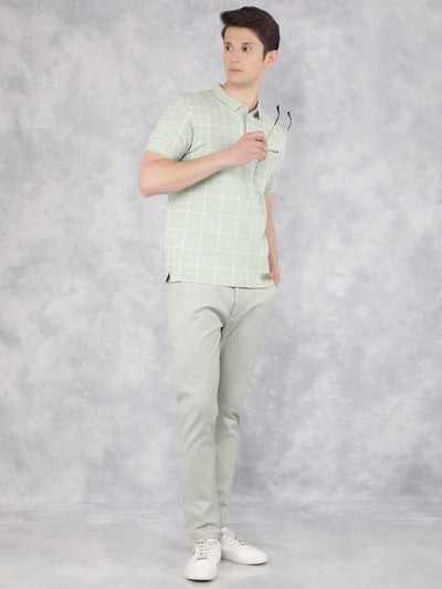 Green Checked Polo T-Shirt-Men T-Shirts-Crimsoune Club
