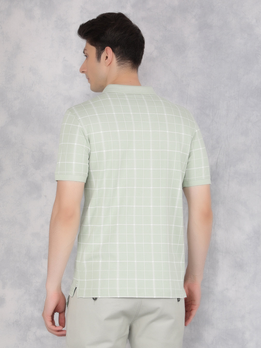 Green Checked Polo T-Shirt-Men T-Shirts-Crimsoune Club