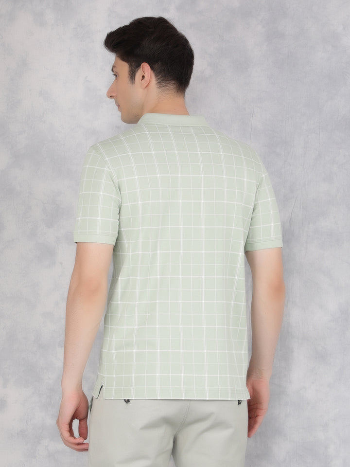 Green Checked Polo T-Shirt-Men T-Shirts-Crimsoune Club