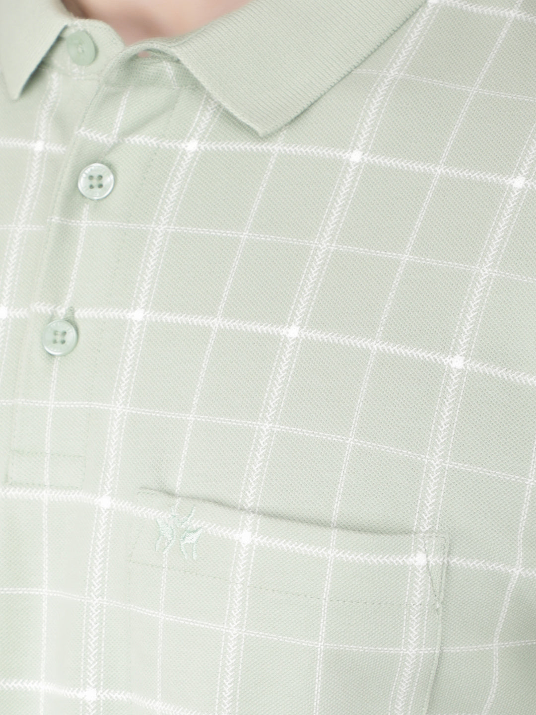 Green Checked Polo T-Shirt-Men T-Shirts-Crimsoune Club
