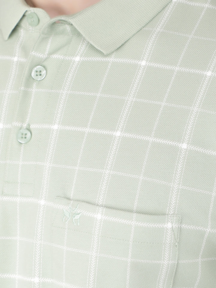 Green Checked Polo T-Shirt-Men T-Shirts-Crimsoune Club