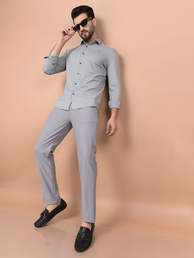 Grey Knitted Shirt-Men Shirts-Crimsoune Club