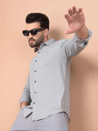Grey Knitted Shirt-Men Shirts-Crimsoune Club