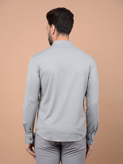 Grey Knitted Shirt-Men Shirts-Crimsoune Club