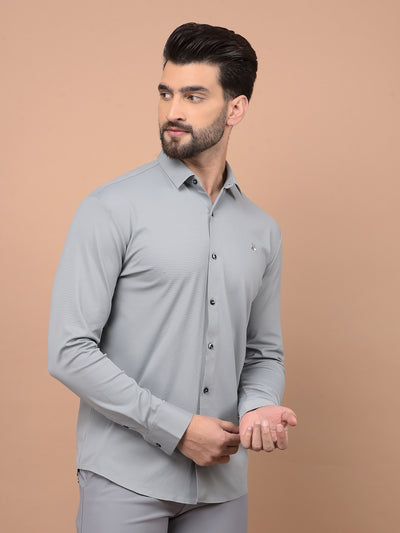 Grey Knitted Shirt-Men Shirts-Crimsoune Club