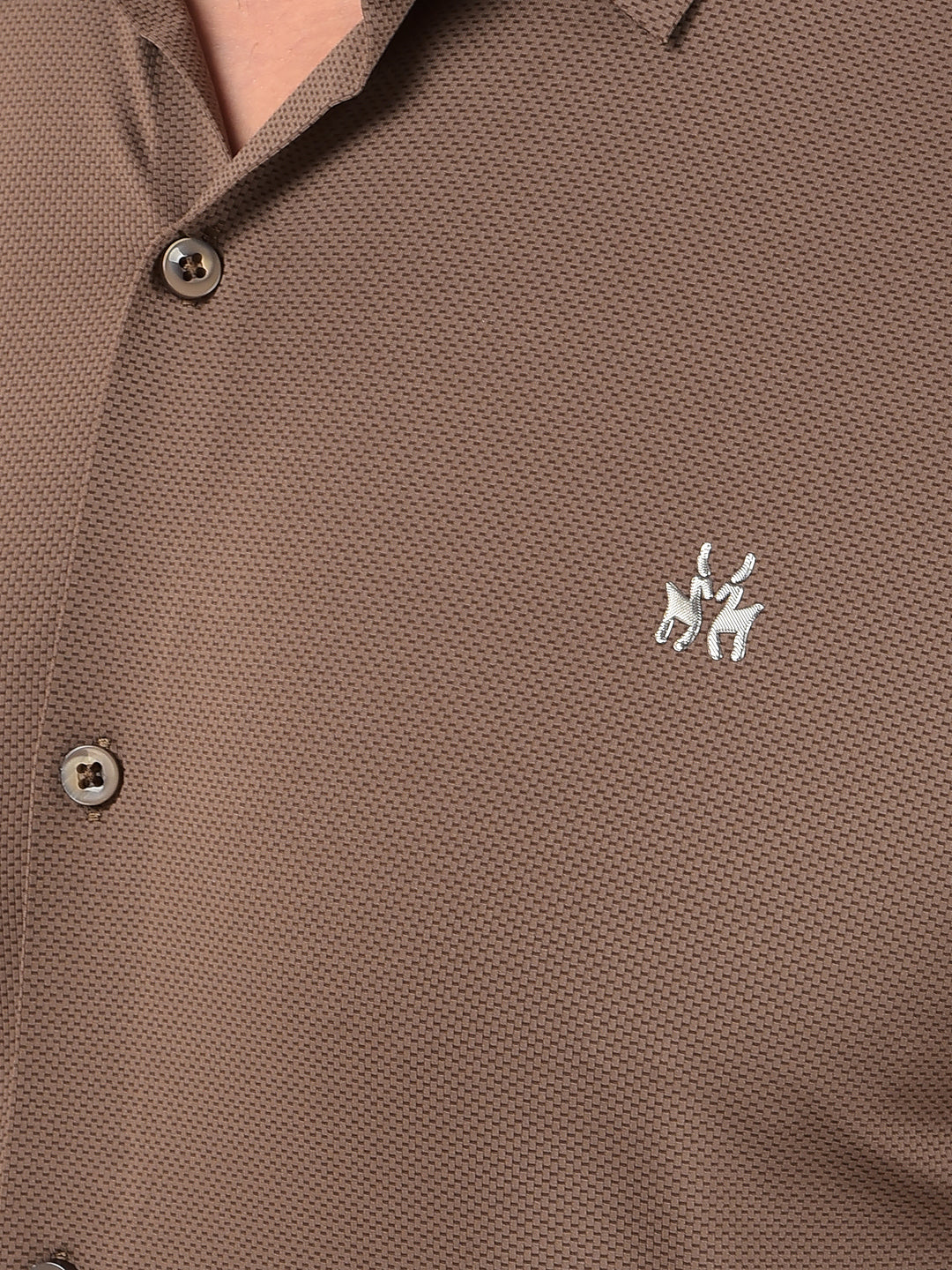 Brown Jacquard Knitted Shirt-Men Shirts-Crimsoune Club