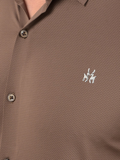 Brown Jacquard Knitted Shirt-Men Shirts-Crimsoune Club