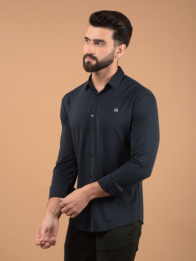 Blue Jacquard Knitted Shirt-Men Shirts-Crimsoune Club