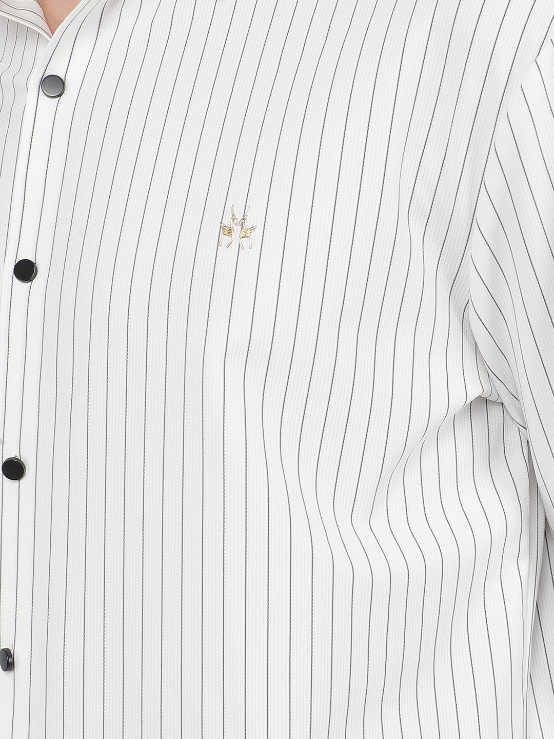 White Vertical Stripes Knitted Shirt-Men Shirts-Crimsoune Club