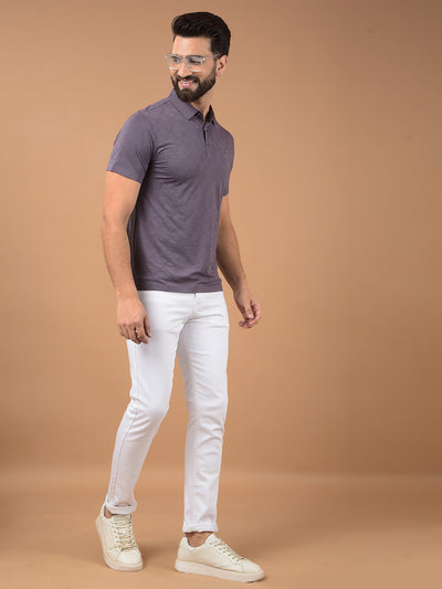 Purple Printed Polo Neck T-Shirt-Men T-Shirts-Crimsoune Club