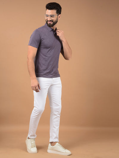 Purple Printed Polo Neck T-Shirt-Men T-Shirts-Crimsoune Club