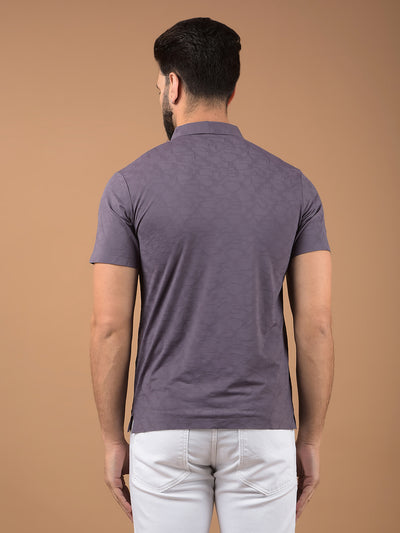 Purple Printed Polo Neck T-Shirt-Men T-Shirts-Crimsoune Club