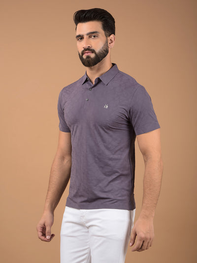 Purple Printed Polo Neck T-Shirt-Men T-Shirts-Crimsoune Club