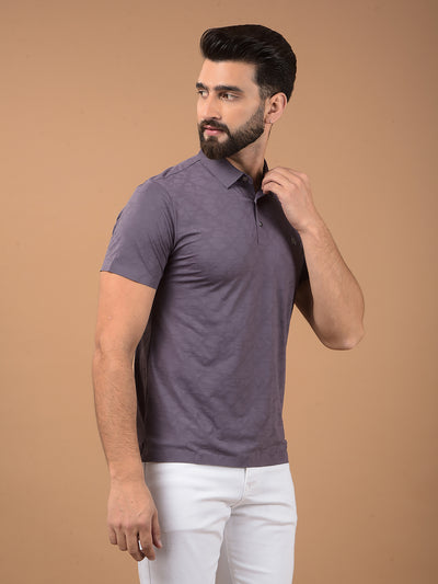 Purple Printed Polo Neck T-Shirt-Men T-Shirts-Crimsoune Club