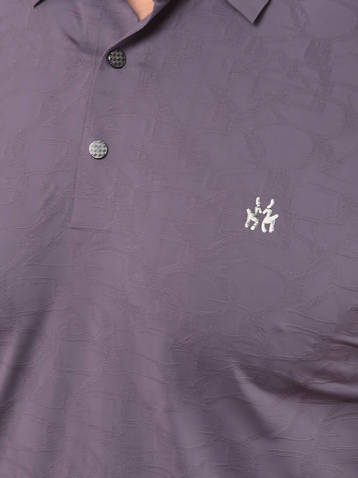 Purple Printed Polo Neck T-Shirt-Men T-Shirts-Crimsoune Club