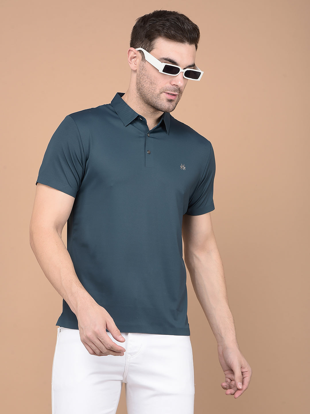 Green Polo Neck T-Shirt-Men T-Shirts-Crimsoune Club