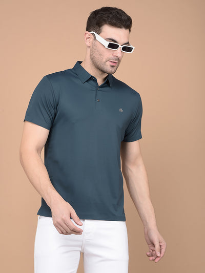 Green Polo Neck T-Shirt-Men T-Shirts-Crimsoune Club