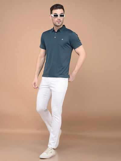 Green Polo Neck T-Shirt-Men T-Shirts-Crimsoune Club