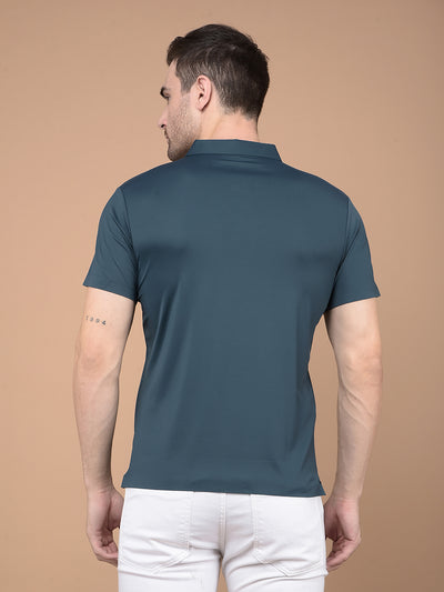 Green Polo Neck T-Shirt-Men T-Shirts-Crimsoune Club