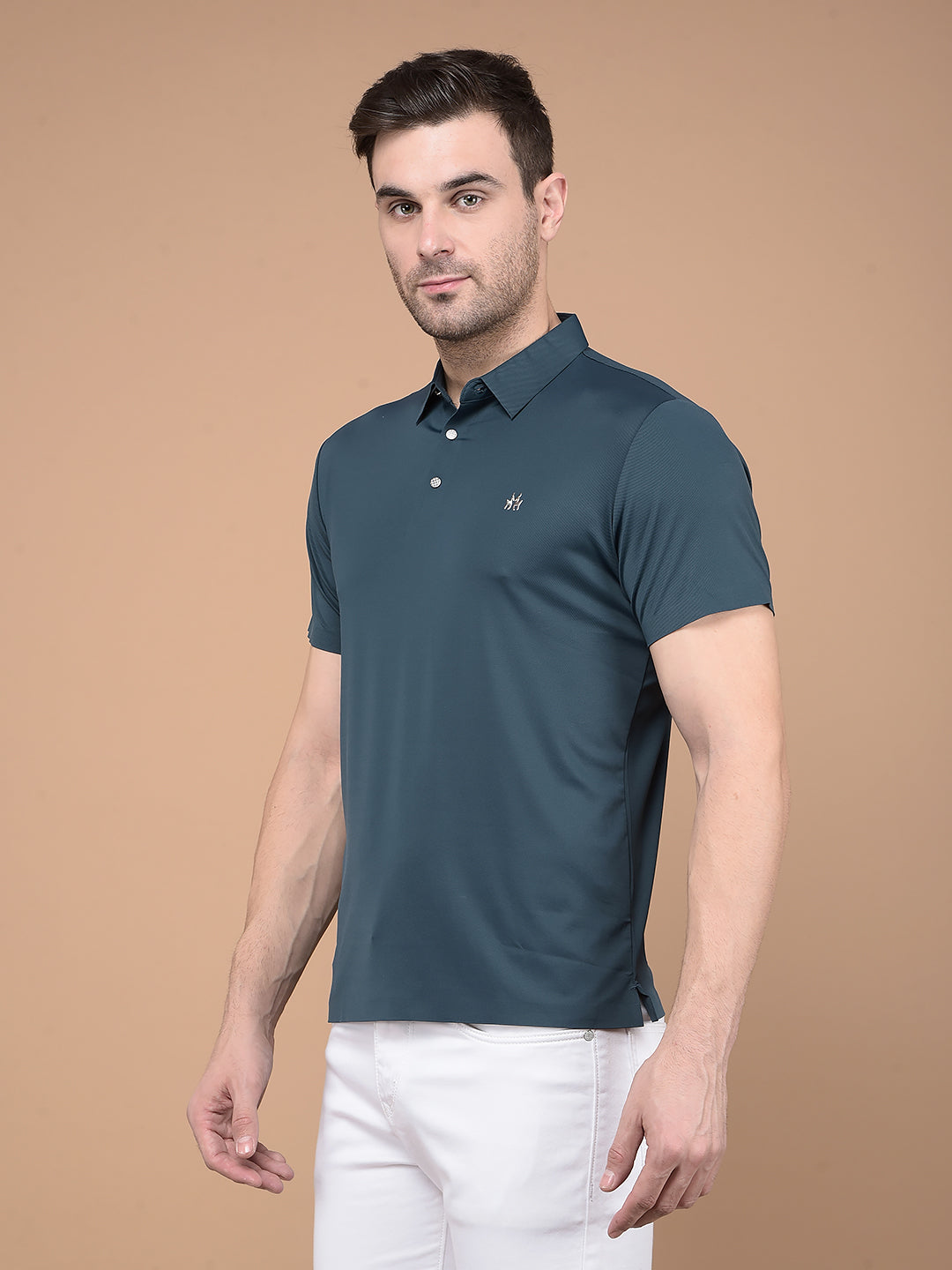 Green Polo Neck T-Shirt-Men T-Shirts-Crimsoune Club