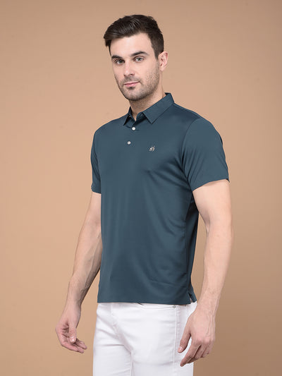 Green Polo Neck T-Shirt-Men T-Shirts-Crimsoune Club