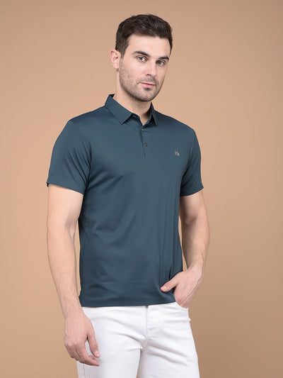 Green Polo Neck T-Shirt-Men T-Shirts-Crimsoune Club