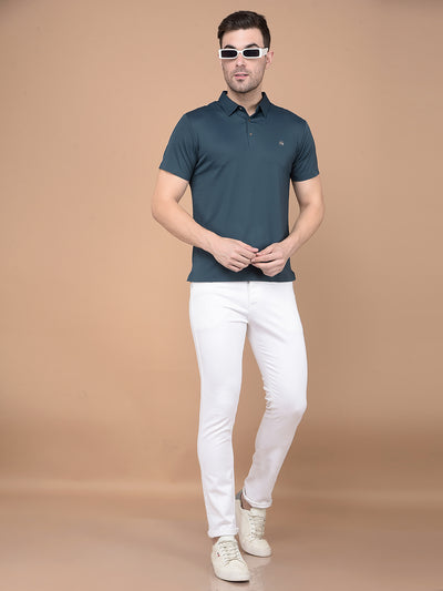 Green Polo Neck T-Shirt-Men T-Shirts-Crimsoune Club