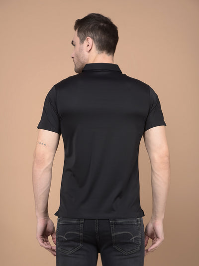 Black Polo Neck T-Shirt-Men T-Shirts-Crimsoune Club