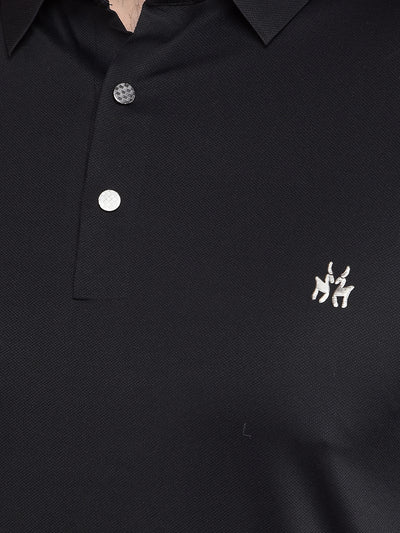 Black Polo Neck T-Shirt-Men T-Shirts-Crimsoune Club