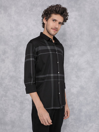 Black Checkered Shirt-Men Shirts-Crimsoune Club