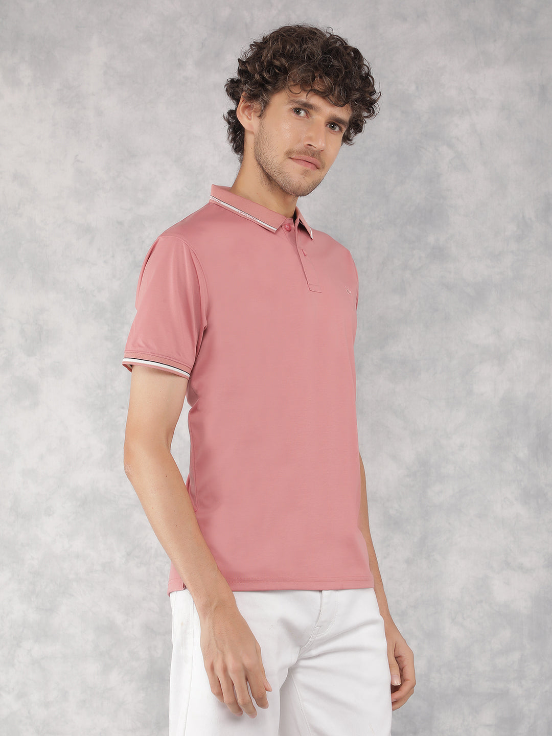 Pink Polo Neck T-Shirt