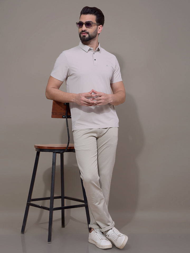 Khaki Polo Neck T-Shirt-Men T-Shirts-Crimsoune Club