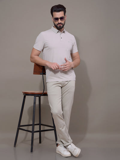 Khaki Polo Neck T-Shirt-Men T-Shirts-Crimsoune Club