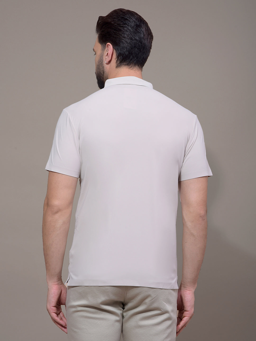 Khaki Polo Neck T-Shirt-Men T-Shirts-Crimsoune Club