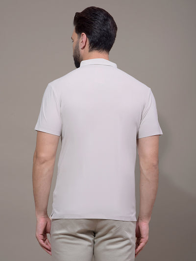 Khaki Polo Neck T-Shirt-Men T-Shirts-Crimsoune Club