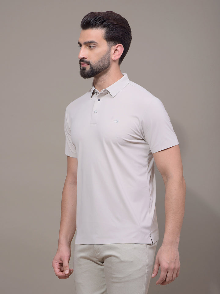 Khaki Polo Neck T-Shirt-Men T-Shirts-Crimsoune Club