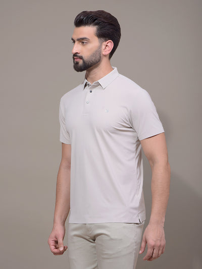 Khaki Polo Neck T-Shirt-Men T-Shirts-Crimsoune Club