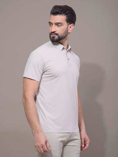 Khaki Polo Neck T-Shirt-Men T-Shirts-Crimsoune Club