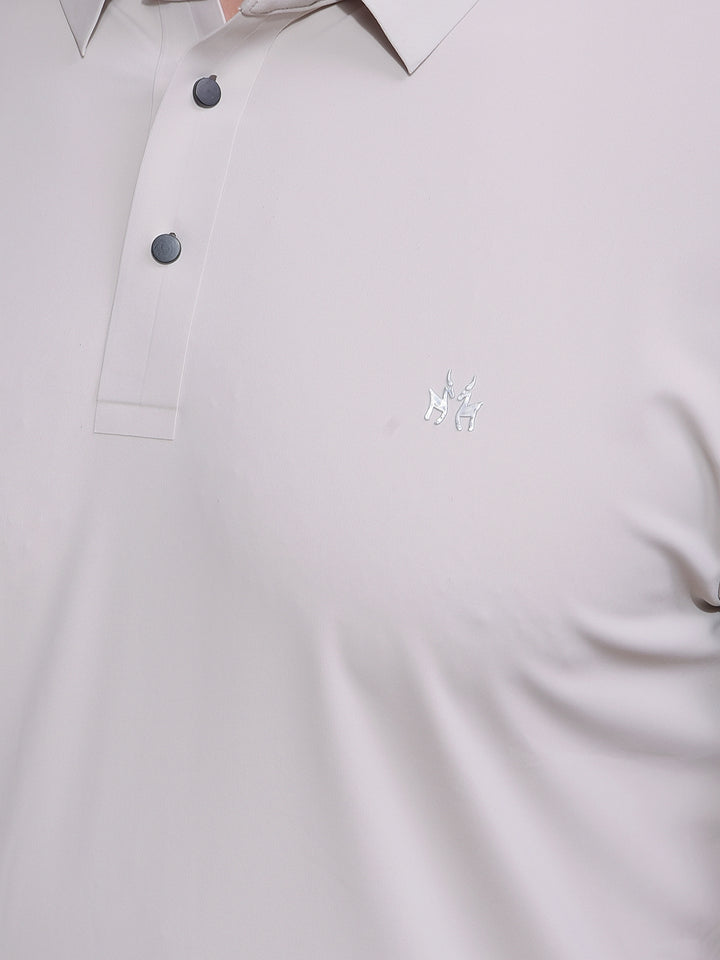 Khaki Polo Neck T-Shirt-Men T-Shirts-Crimsoune Club