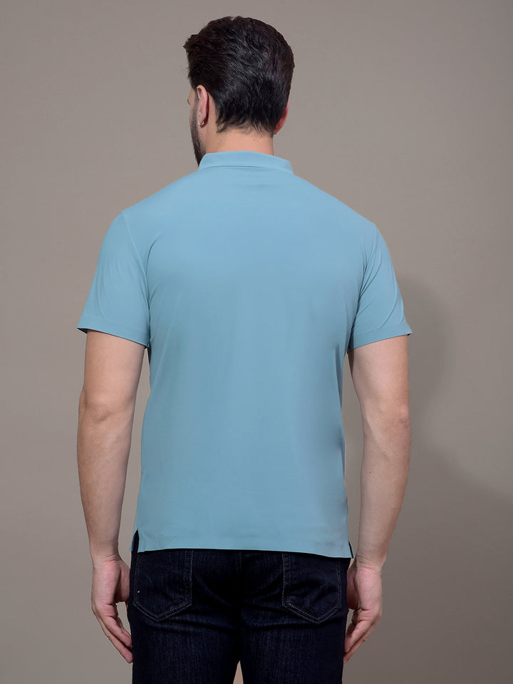 Blue Polo Neck T-Shirt-Men T-Shirts-Crimsoune Club