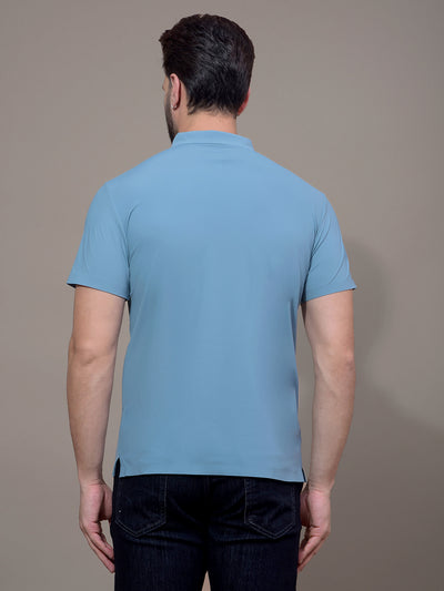 Blue Polo Neck T-Shirt-Men T-Shirts-Crimsoune Club
